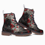 Leather Boots Samurai with Red Flowers