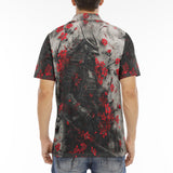 Men's Polo Shirt Samurai with Red Flowers