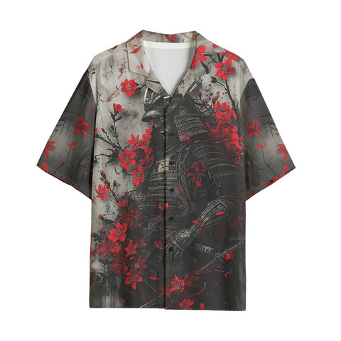 Hawaiian Shirt Samurai with Red Flowers
