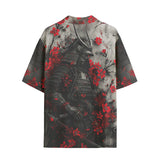Hawaiian Shirt Samurai with Red Flowers
