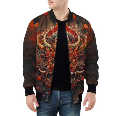 Bomber Jacket Fantasy Demon Symbolizing Chaos and Destruction