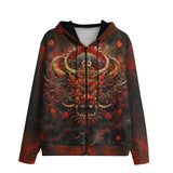 Men's Zip Up Hoodie Fantasy Demon Symbolizing Chaos and Destruction