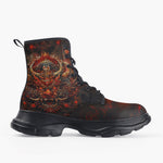 Casual Leather Chunky Boots Fantasy Demon Symbolizing Chaos and Destruction