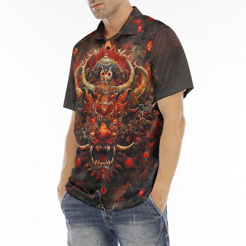 Men's Polo Shirt Fantasy Demon Symbolizing Chaos and Destruction