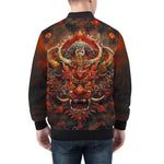 Bomber Jacket Fantasy Demon Symbolizing Chaos and Destruction