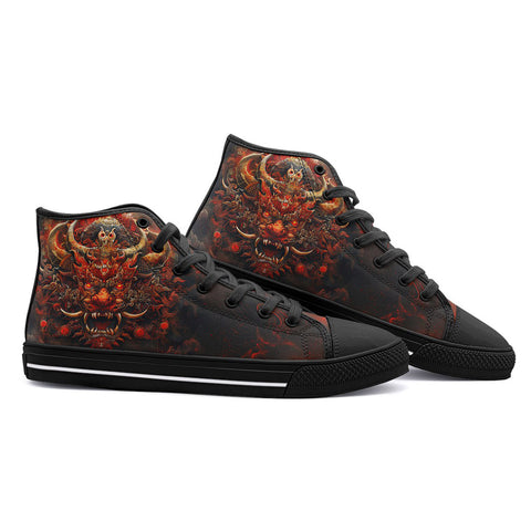 High-Top Canvas Shoes Fantasy Demon Symbolizing Chaos and Destruction