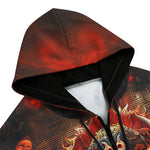 Men's Zip Up Hoodie Fantasy Demon Symbolizing Chaos and Destruction