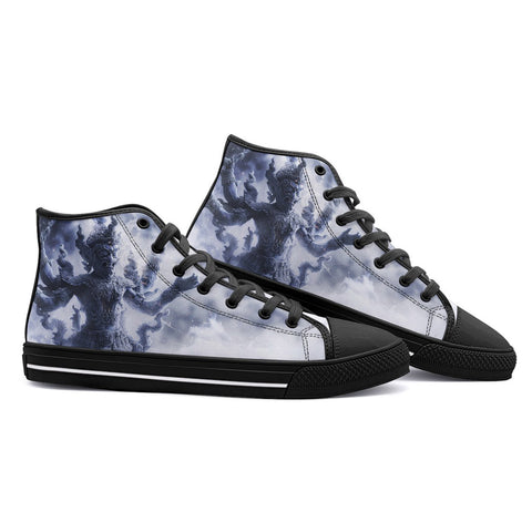 High-Top Canvas Shoes Thai Demon Surrounded by Clouds and Mist