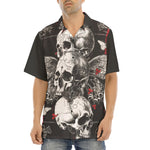 Hawaiian Shirt Gothic Skulls and Butterfly Art