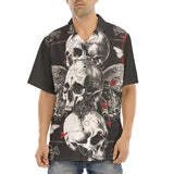Hawaiian Shirt Gothic Skulls and Butterfly Art