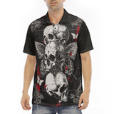 Men's Polo Shirt Gothic Skulls and Butterfly Art