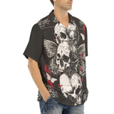 Hawaiian Shirt Gothic Skulls and Butterfly Art