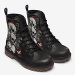 Leather Boots Gothic Skulls and Butterfly Art