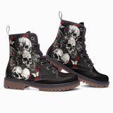 Leather Boots Gothic Skulls and Butterfly Art