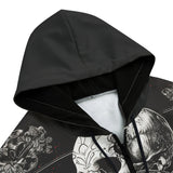 Men's Zip Up Hoodie Gothic Skulls and Butterfly Art