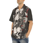 Hawaiian Shirt Gothic Skulls and Butterfly Art