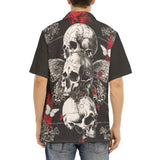 Hawaiian Shirt Gothic Skulls and Butterfly Art