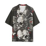 Hawaiian Shirt Gothic Skulls and Butterfly Art