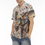 Men's Polo Shirt Elephant Swirling Artwork