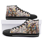 High-Top Canvas Shoes Elephant Swirling Artwork