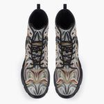 Casual Leather Chunky Boots Elephant Swirling Artwork