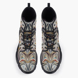 Casual Leather Chunky Boots Elephant Swirling Artwork