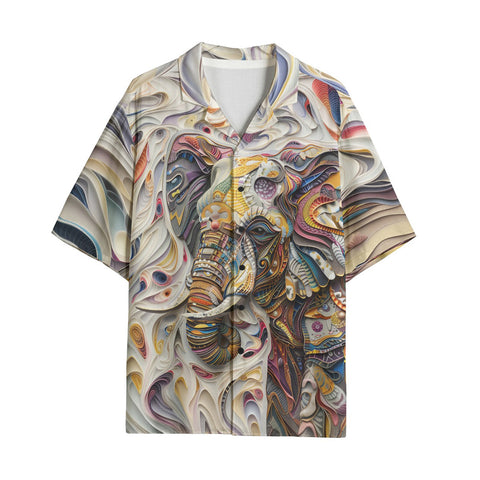 Hawaiian Shirt Elephant Swirling Artwork