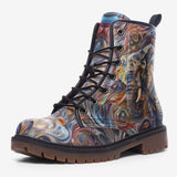 Leather Boots Elephant Swirling Artwork