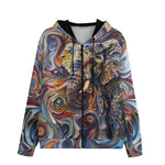 Men's Zip Up Hoodie Elephant Swirling Artwork