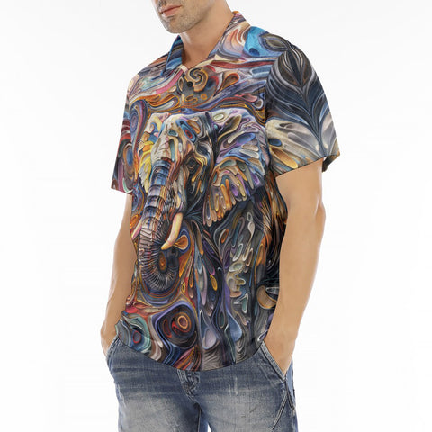 Men's Polo Shirt Elephant Swirling Artwork