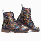 Leather Boots Elephant Swirling Artwork