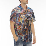 Men's Polo Shirt Elephant Swirling Artwork