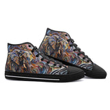 High-Top Canvas Shoes Elephant Swirling Artwork