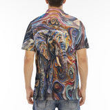Men's Polo Shirt Elephant Swirling Artwork