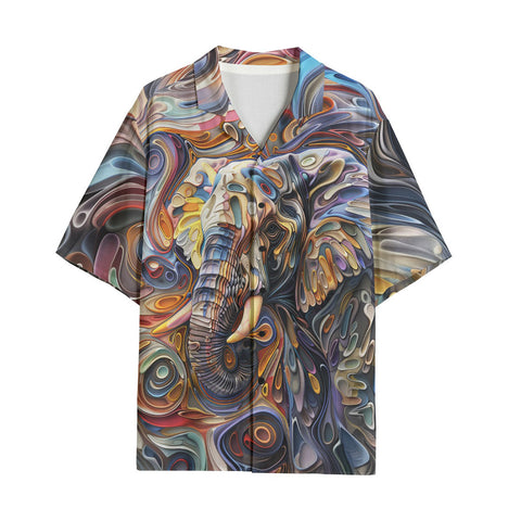 Hawaiian Shirt Elephant Swirling Artwork