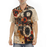 Men's Polo Shirt Abstract Circles and Squares Art