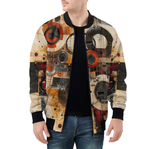 Bomber Jacket Abstract Circles and Squares Art