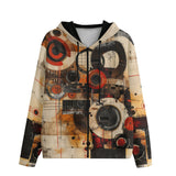 Men's Zip Up Hoodie Abstract Circles and Squares Art