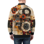 Bomber Jacket Abstract Circles and Squares Art