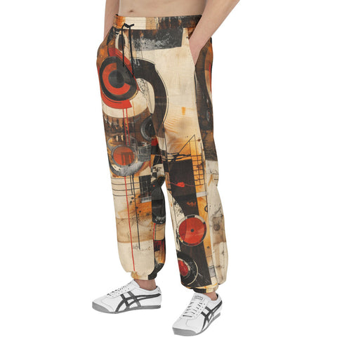 Men's Sweatpants Abstract Circles and Squares Art