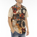 Men's Polo Shirt Abstract Circles and Squares Art