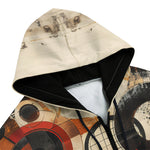 Men's Zip Up Hoodie Abstract Circles and Squares Art