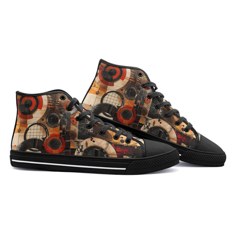 High-Top Canvas Shoes Abstract Circles and Squares Art