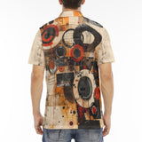 Men's Polo Shirt Abstract Circles and Squares Art