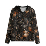 Men's Zip Up Hoodie Shiny Metallic Leaves in Swirls