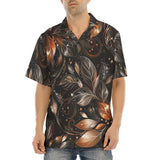 Hawaiian Shirt Shiny Metallic Leaves in Swirls