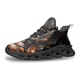 Sports Mesh Sneakers Shiny Metallic Leaves in Swirls