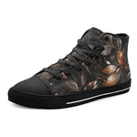 High-Top Canvas Shoes Shiny Metallic Leaves in Swirls