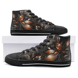 High-Top Canvas Shoes Shiny Metallic Leaves in Swirls