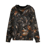 Men's Zip Up Hoodie Shiny Metallic Leaves in Swirls